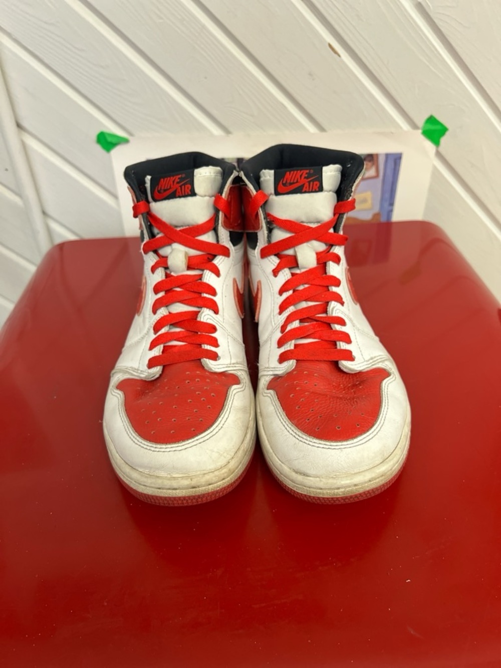 Air Jordan 1 Mid Red And White Shoes